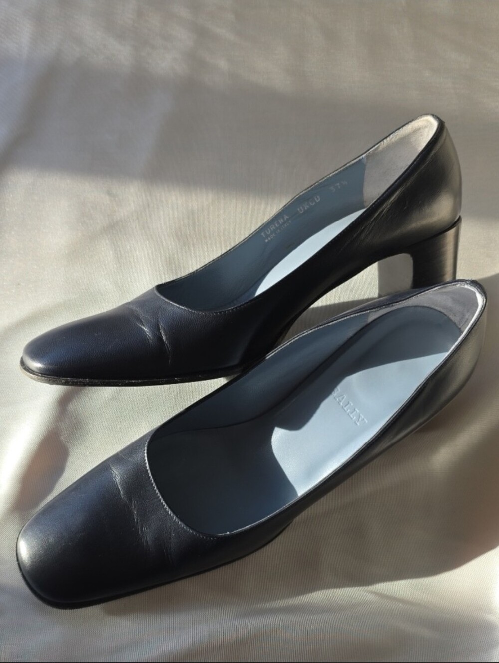 Bally Black Leather Block Heel Pumps